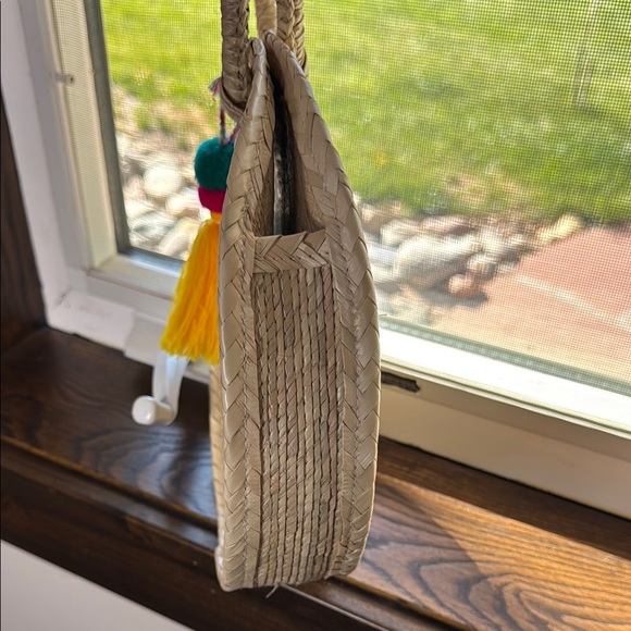 Round Straw Bag with Colorful Tassel - Picture 6 of 11